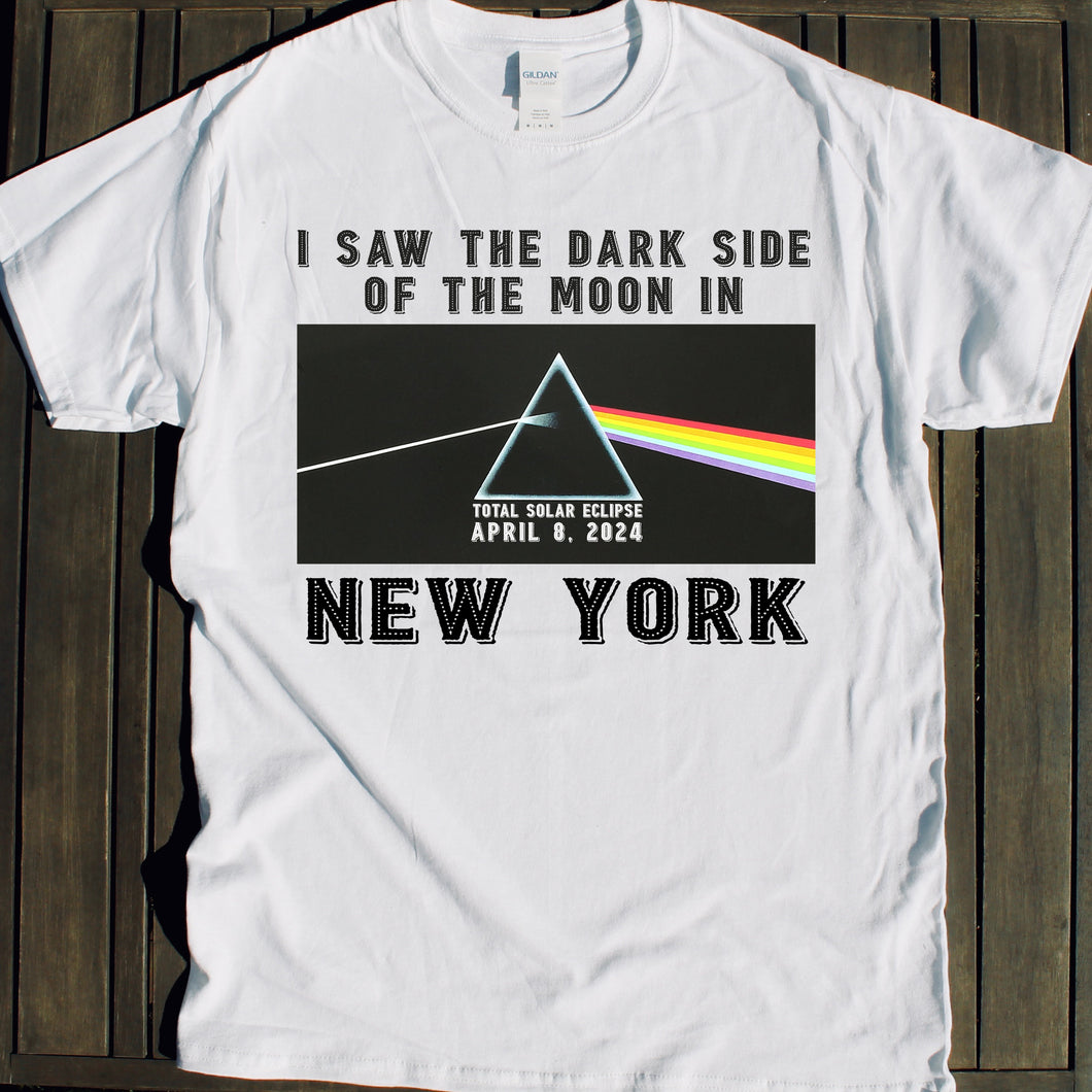 2024 Total Solar Eclipse shirt New York Dark Side of the Moon tshirt souvenir NYC viewing party sale Total Solar Eclipse shirt for sale April 8 2024 souvenir gift shop commemorative tshirts 4/8/24 Made in USA