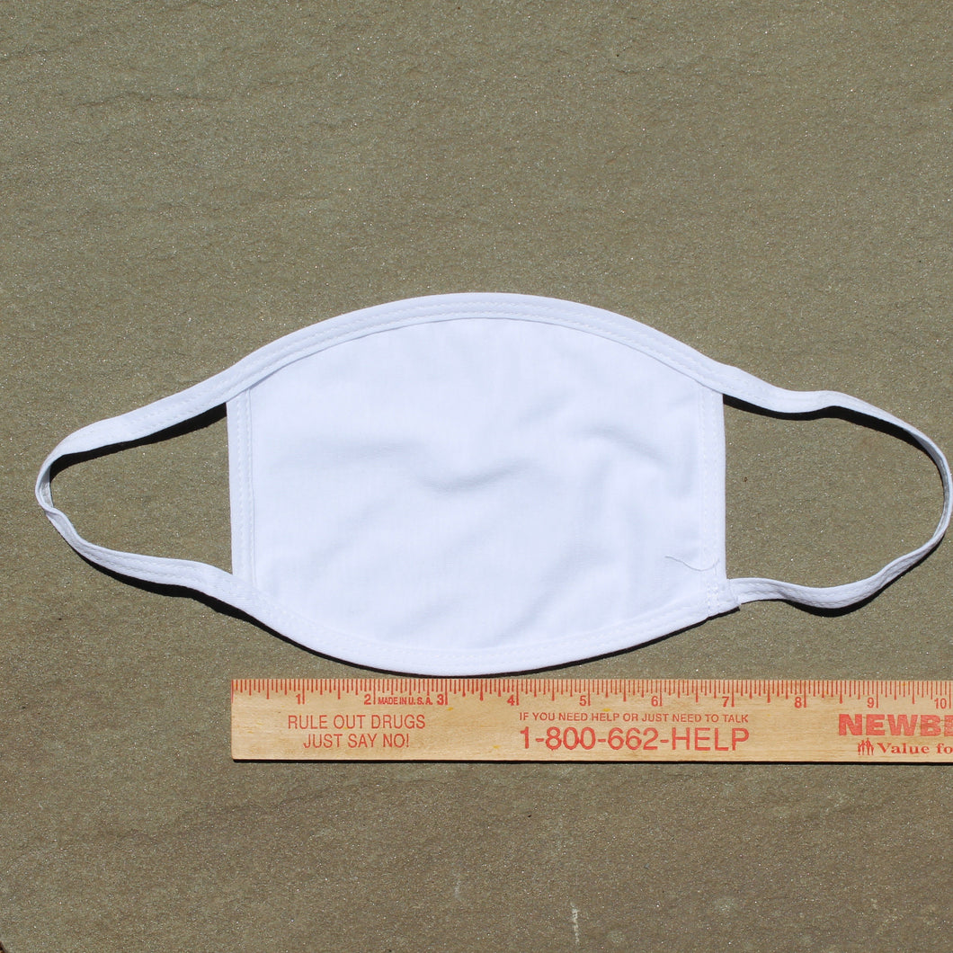 Blank Adult Face Mask: washable 3-ply 100% cotton, Made in USA