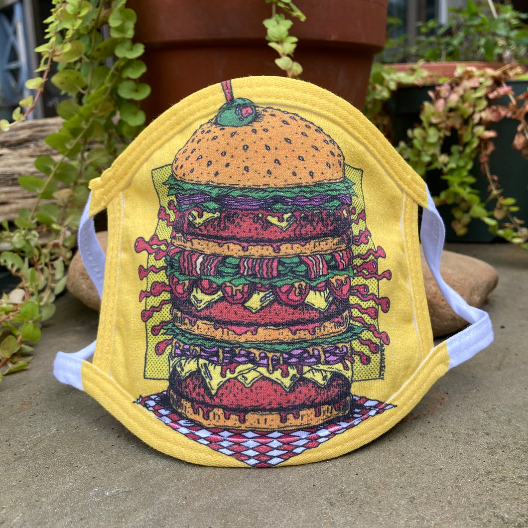 cheeseburger face mask artwork hamburger restaurant uniform face mask funny