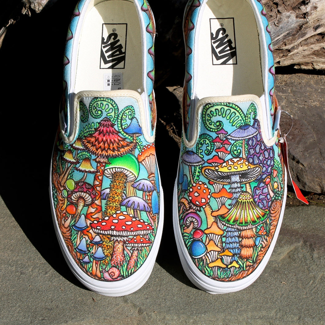 Mushroom themed custom Vans Slip On Sneakers – RAD Shirts Custom