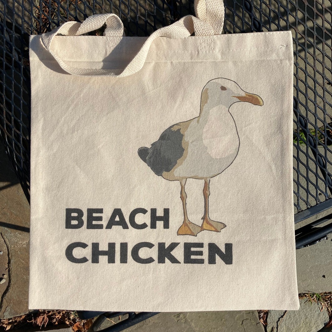 Funny seagull tote bag beach chicken bag canvas reusable bag for sale with funny bird design