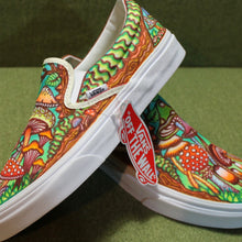Custom Mushroom Vans sneakers for sale with hand painted mushroom art by Rad Shirts Custom Printing NJ