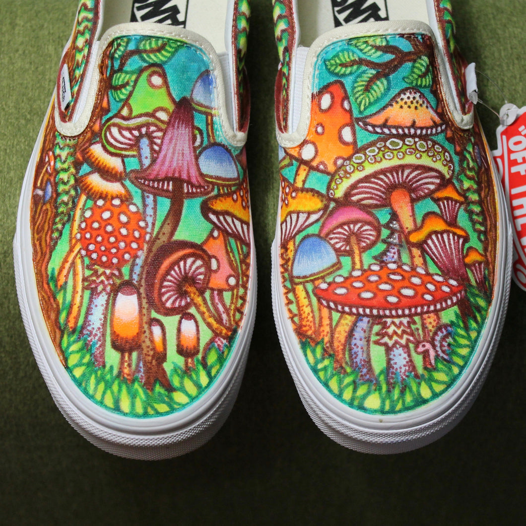 Mushroom themed custom Vans Slip On Sneakers – RAD Shirts Custom