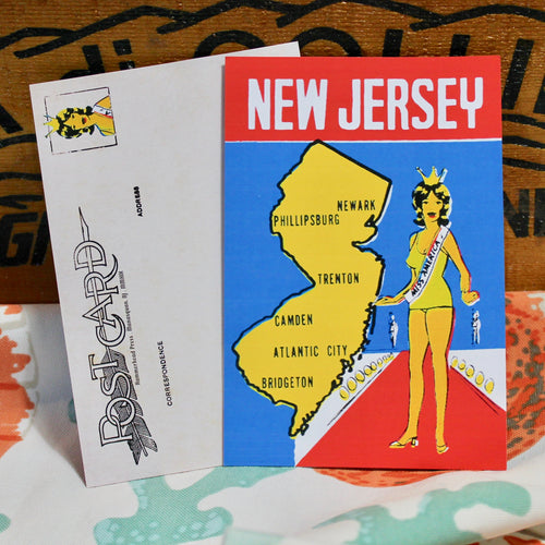 retro New Jersey postcard for sale by hammerhead press Manasquan NJ vintage style
