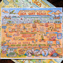 Sea Girt Beach map cartoon art print postcard for sale by Radcakes.com Art by Ryan Wade