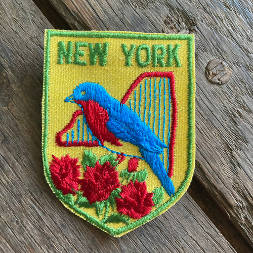 Vintage New York patch with Eastern Bluebird