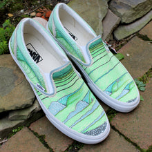 Surfer Surfing Waves custom designed Vans classic slip on sneakers point break scene