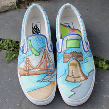San Francisco and Philadelphia custom designed Vans classic slip on sneakers