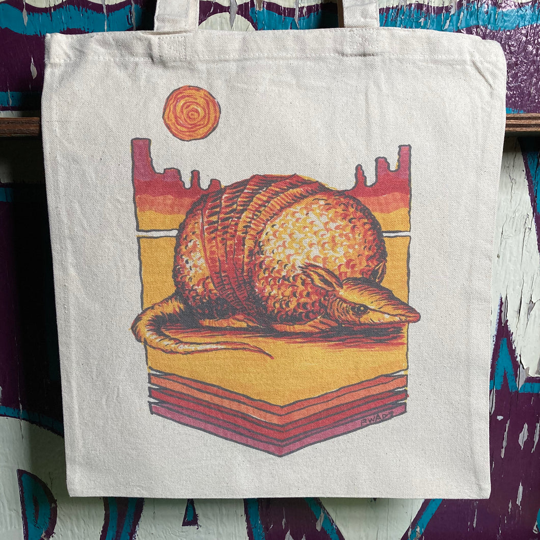 Armadillo tote bag design for sale at RAD Shirts Custom Printing. Design by Ryan Wade.