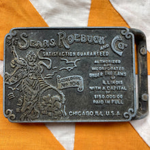 Vintage Sears Roebuck belt buckle for sale embossed logo label design