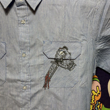 Mushroom Bat blue striped button-down