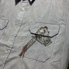 Mushroom Bat blue striped button-down