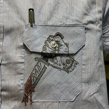 Mushroom Bat blue striped button-down
