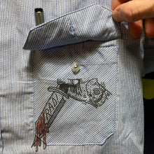Mushroom Bat blue striped button-down