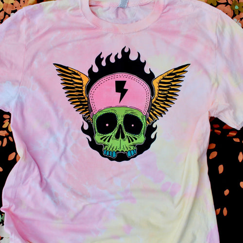 Tie Dyed Skull shirt for sale super soft punk hipster tattoo art on a t-shirt