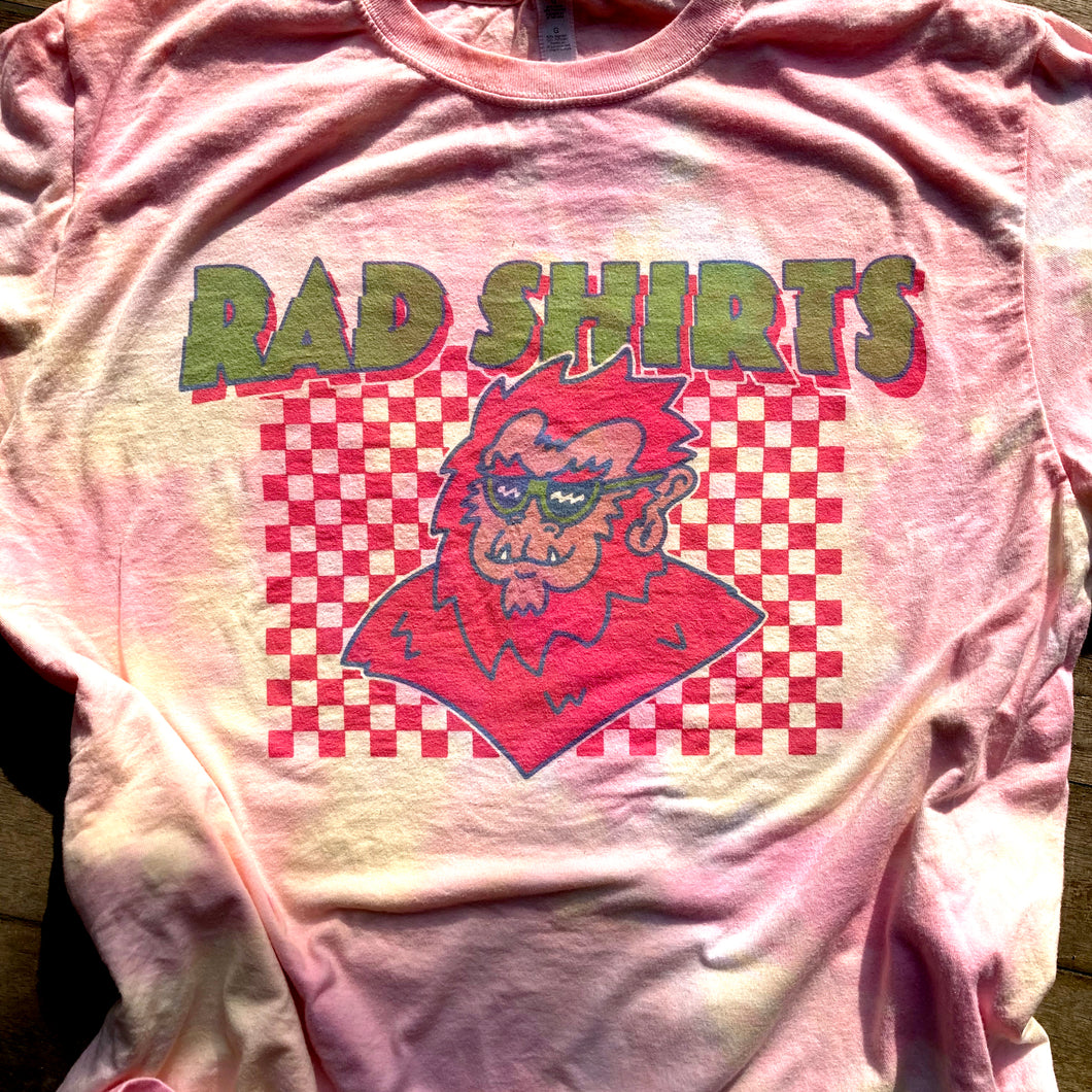 Alex Villalobos Tie Dye shirt design 1980s Sasquatch tshirt art for sale RAD SHIRTS Manasquan NJ