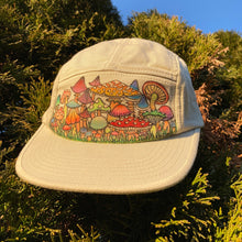 5 panel camper hat with mushrooms for sale Hand Drawn by Lauren Dalrymple Wade painted psychedelic art