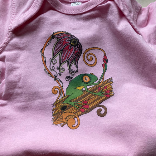 Tree Frog onesie with Hibiscus design onesies for sale Manasquan NJ