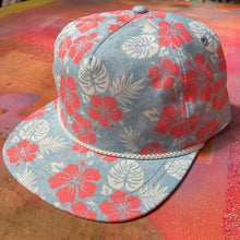 Aloha Rope Cap with Red Hibiscus Flowers