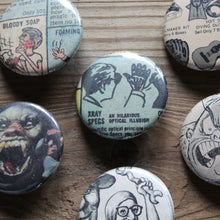 6 Vintage Comic Book pinback buttons: X-Ray Specs, Frank Frazetta, and more - RadCakes Shirt Printing