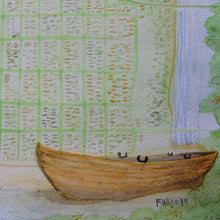 Watercolor Hankins boat old wooden Sea Girt map for sale original watercolor by Ryan Wade