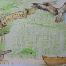 Sea Girt map print for sale with old lifesaving boat osprey and canon NGTC gift