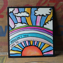 Vintage Peter Max Style 60's Sun & Rainbow invite card