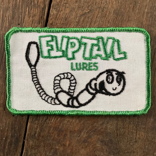Vintage Flip Tail Lures fishing patch retro worm design collection for sale fisherman vest fashion