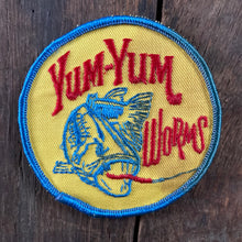 Vintage Yum-Yum Worms fishin patch with bass for sale retro fisherman