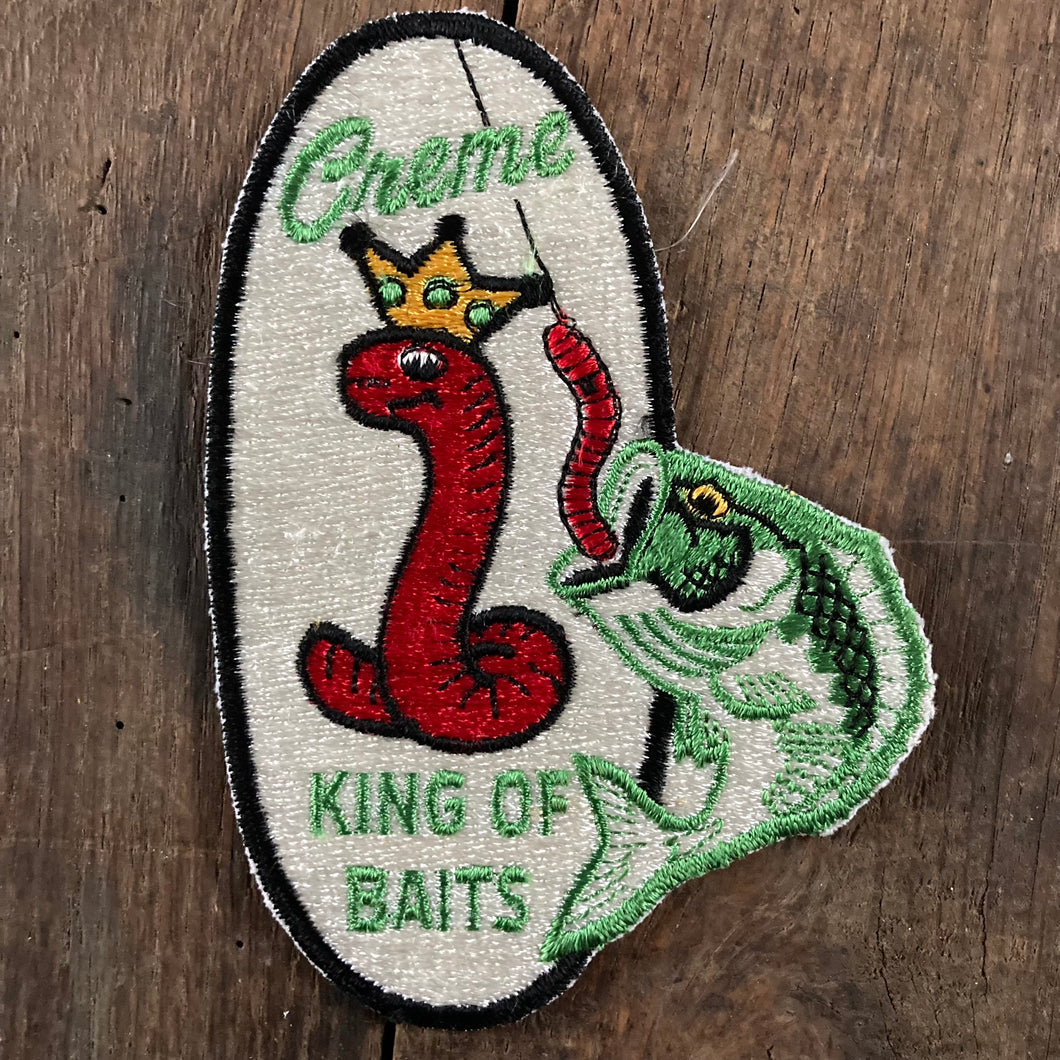 Vintage Creme King of Baits fishing patch worm bass fashion fisherman vest