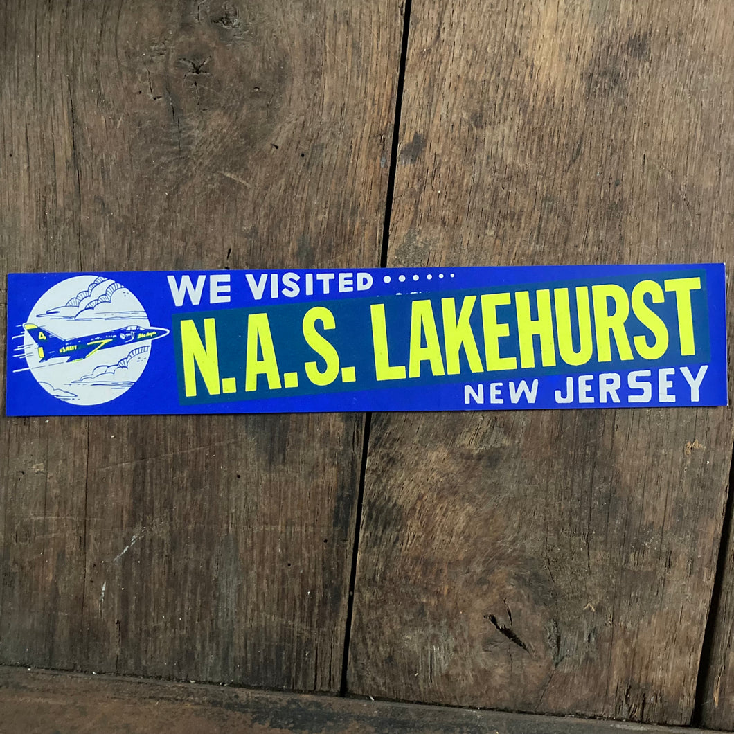Vintage N.A.S. Lakehurst New Jersey bumper sticker decal for sale retro NJ naval base stickers