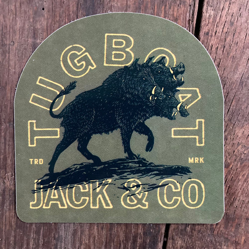 Tugboat Jack & Co Sticker for sale with 3-headed boar monster