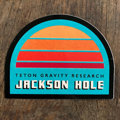 Teton Gravity Research Jackson Hole sticker with retro colors design