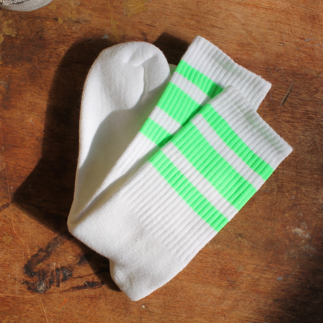 Neon Green tube socks for sale skateboarding fashion retro throwback punk