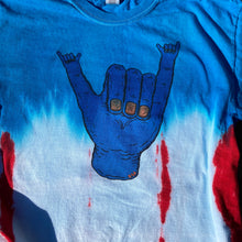 Hang Loose tie dye shirt USA Red White Blue Shaka Hand