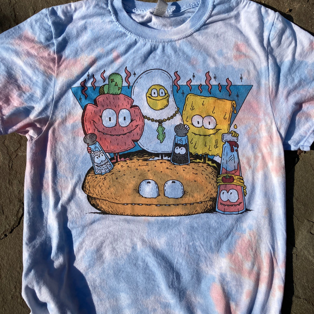 Pork Roll, Egg, and Cheese tie dye shirt (SMALL)