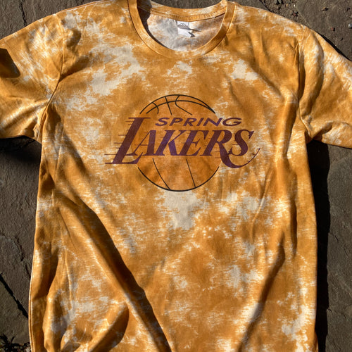Spring Lakers gold tie dye shirt