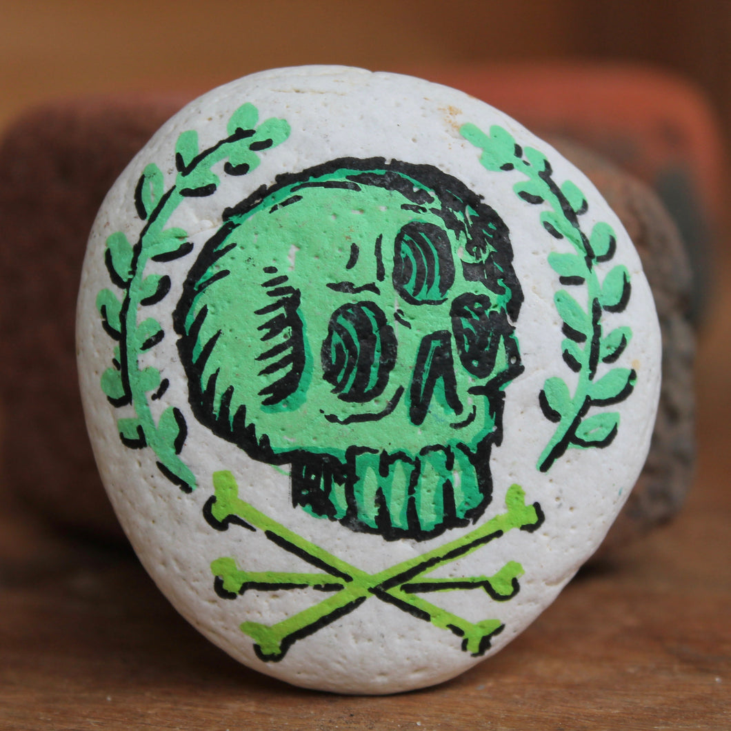 Triclops Skull hand-painted paperweight rock