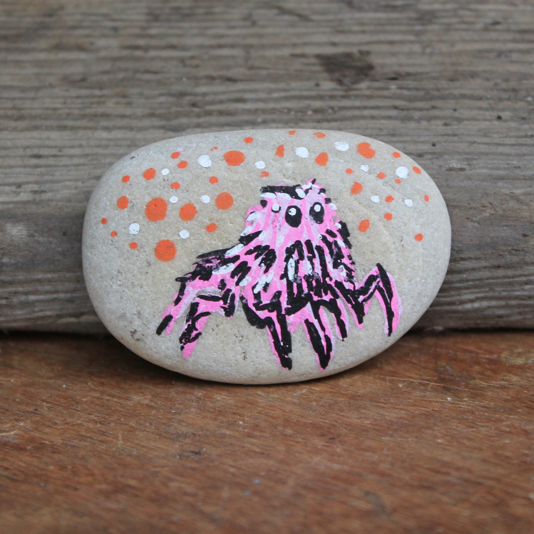 Jumping Spider hand-painted paperweight rock