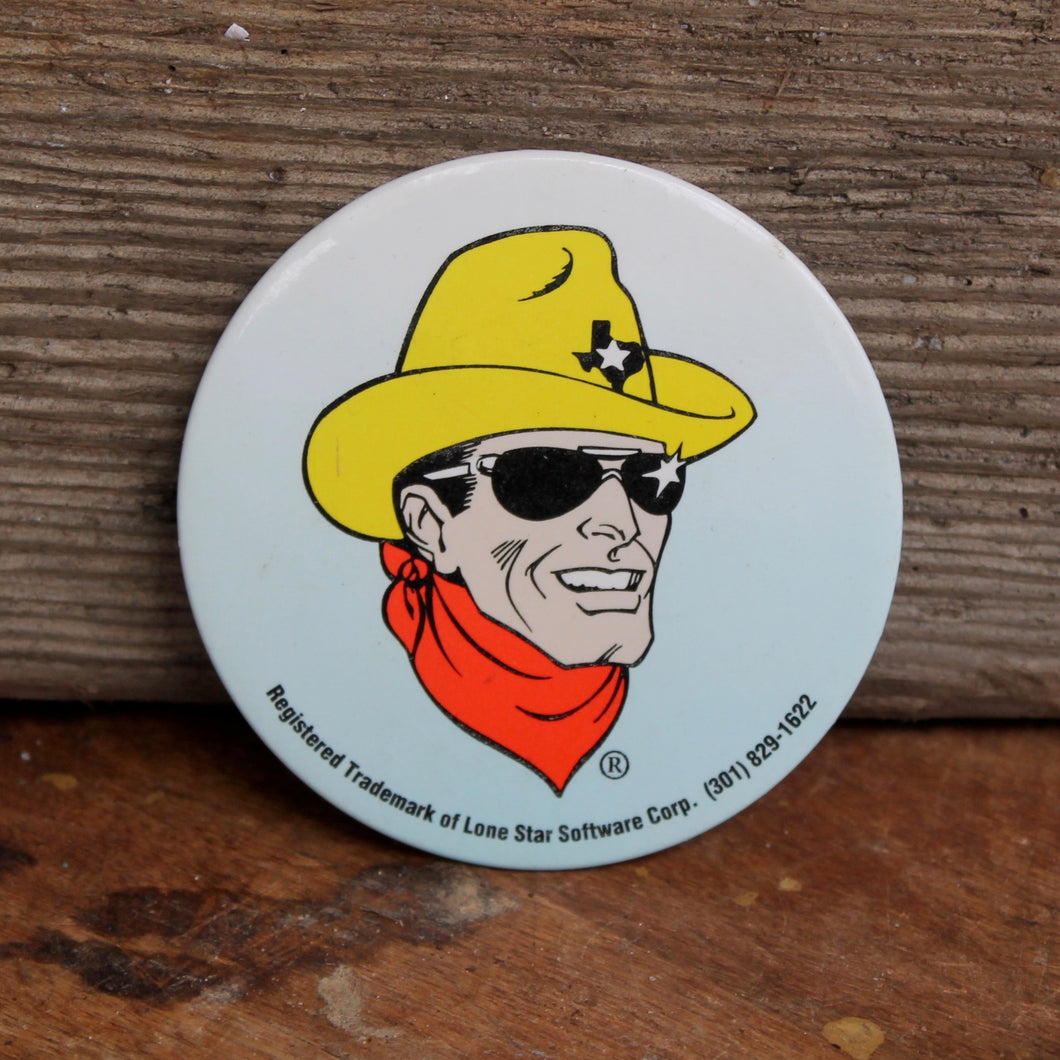 Large Lone Star Cowboy pinback button