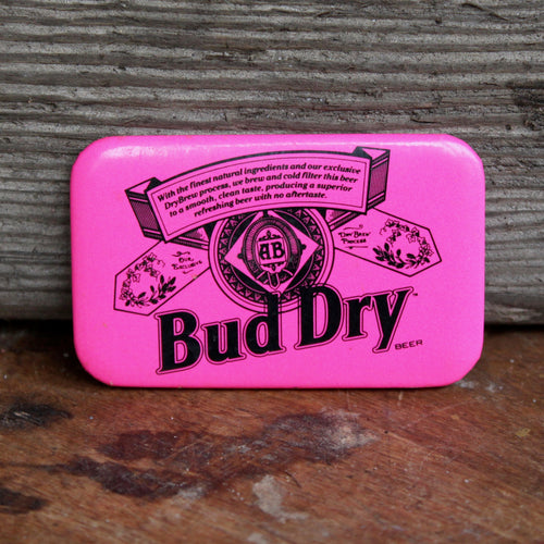1980's Neon Pink Bud Dry pinback button
