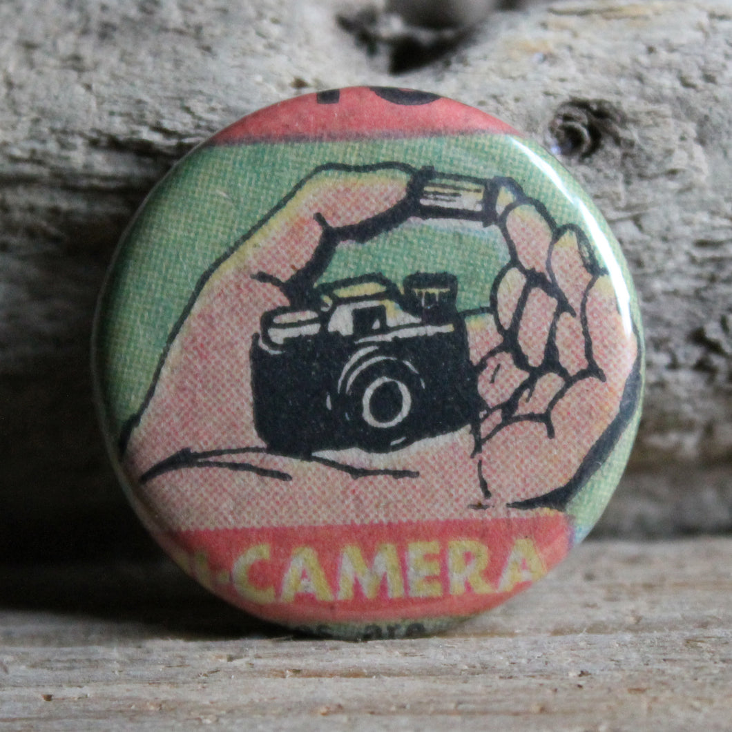 Mini Camera pinback button - RadCakes Shirt Printing