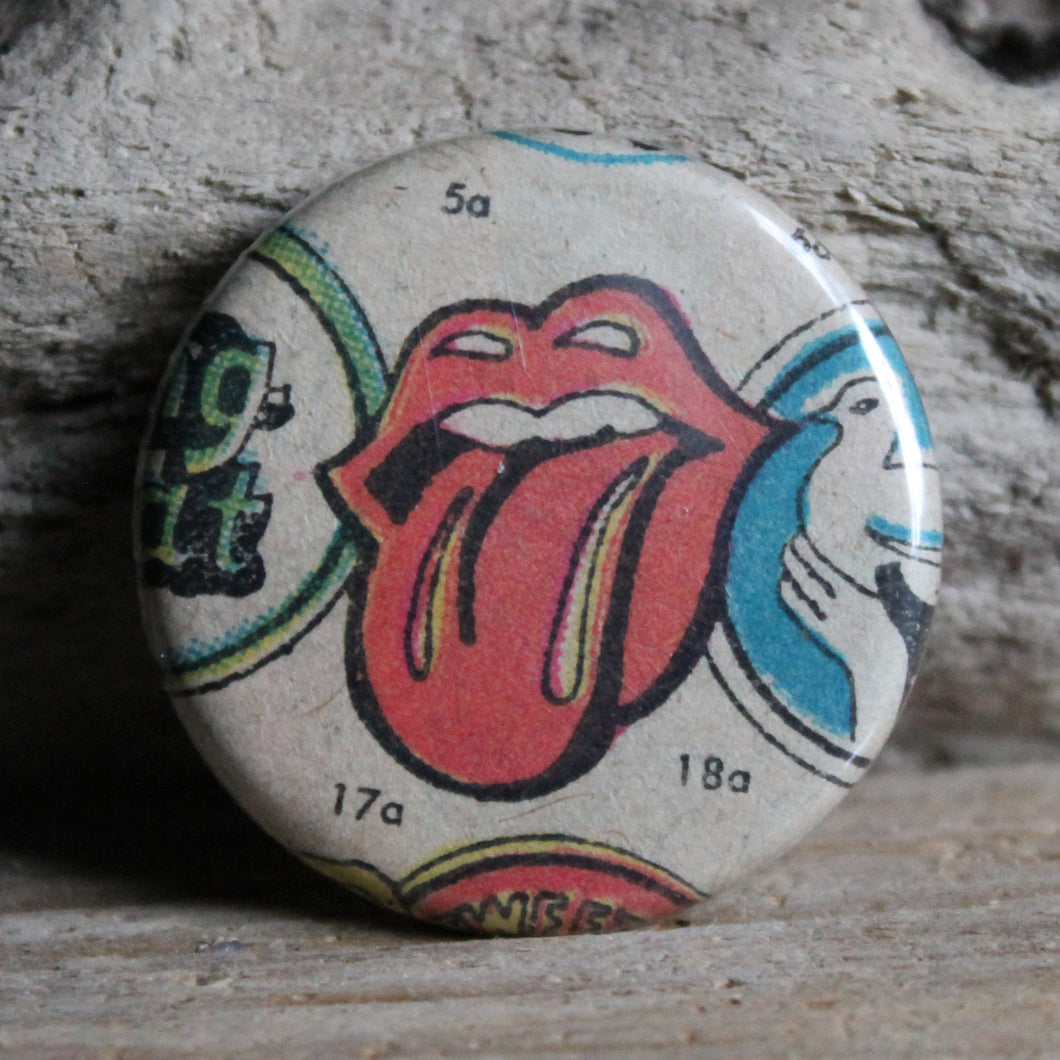 Rolling Stones pinback button from an old comic book