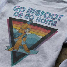 Bigfoot snowboarder sweatshirt retro 1970s style art design by Ryan Wade