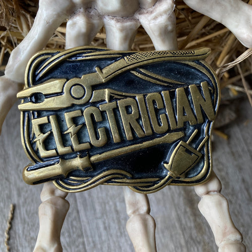 Vintage Electrician solid brass belt buckle
