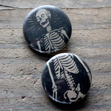 Pair of Skeleton pinback buttons - RadCakes Shirt Printing