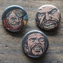 Men with "Crazy Eyes" pinback button set - RadCakes Shirt Printing
