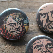 Men with "Crazy Eyes" pinback button set - RadCakes Shirt Printing