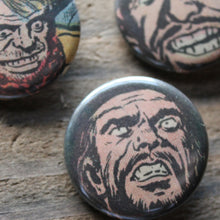 Men with "Crazy Eyes" pinback button set - RadCakes Shirt Printing