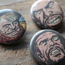 Men with "Crazy Eyes" pinback button set - RadCakes Shirt Printing